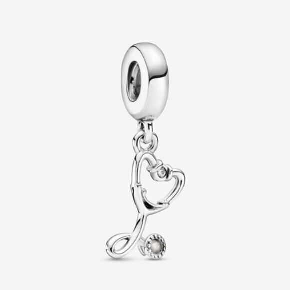 Authentic Pandora Stethoscope Heart Dangle Charm - Picture 1 of 5